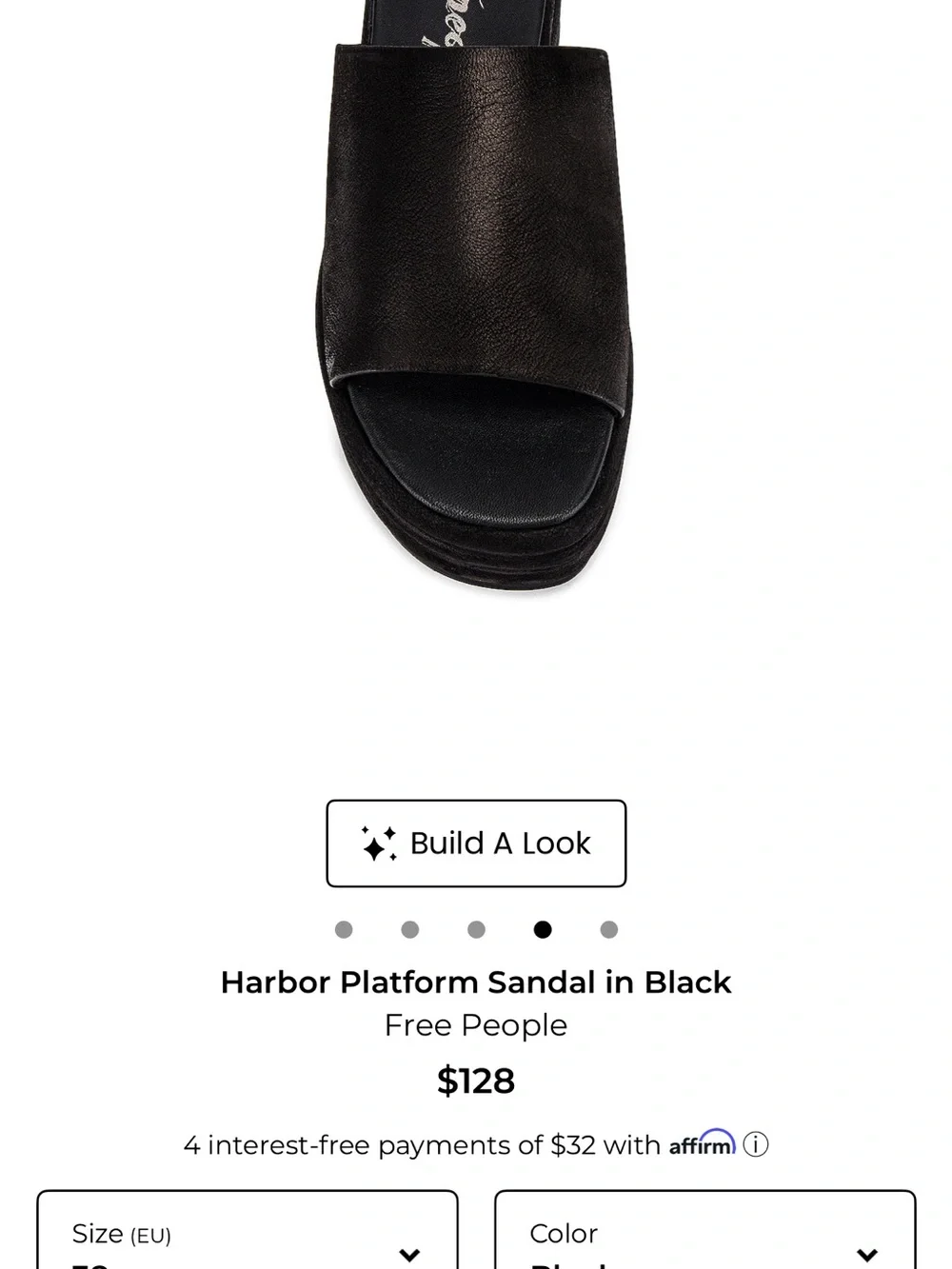 Free People Black Platform Slide Sandal size 38 (I am usually an 8)
